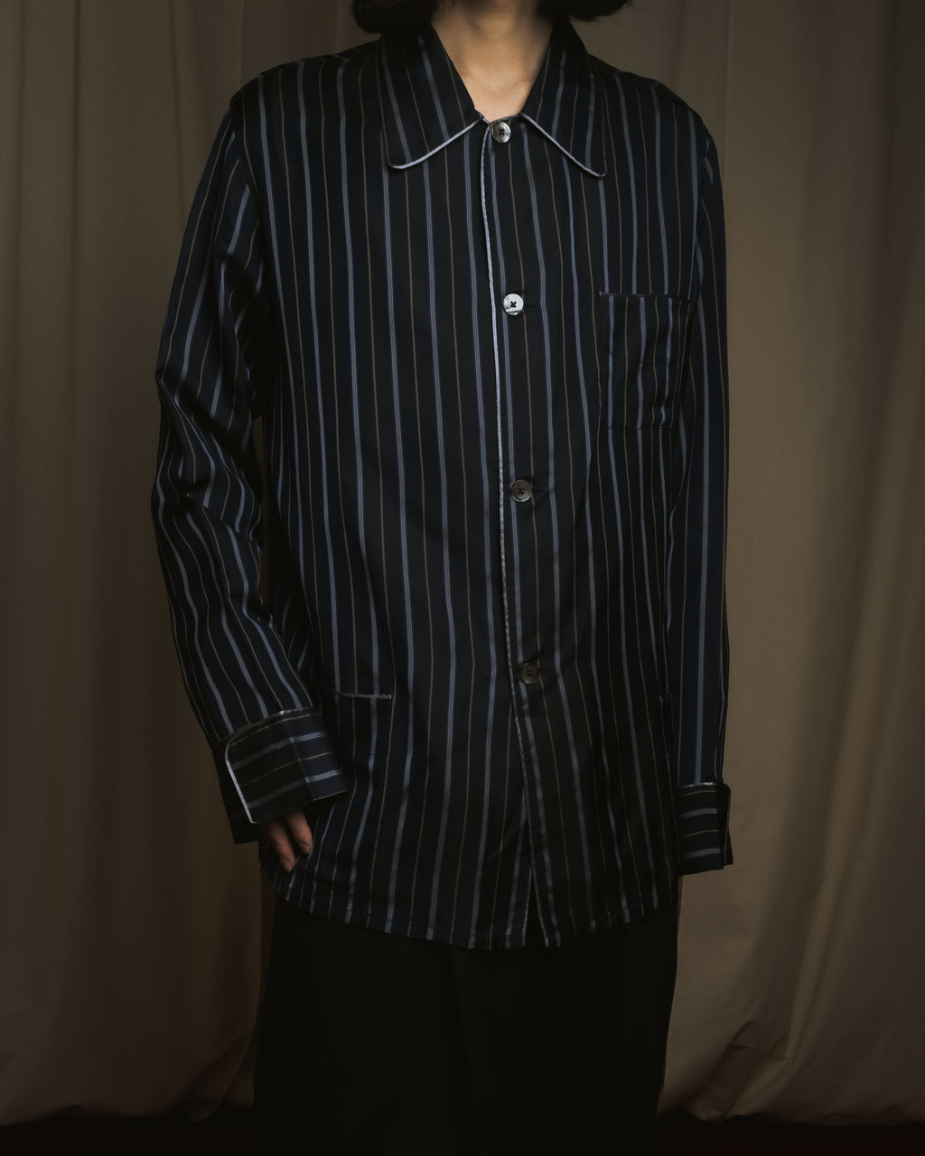 "Maison Margiela" 2021AW piped striped lounge shirt