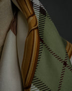 "BURBERRYS" Rose motif layered check pattern silk scarf