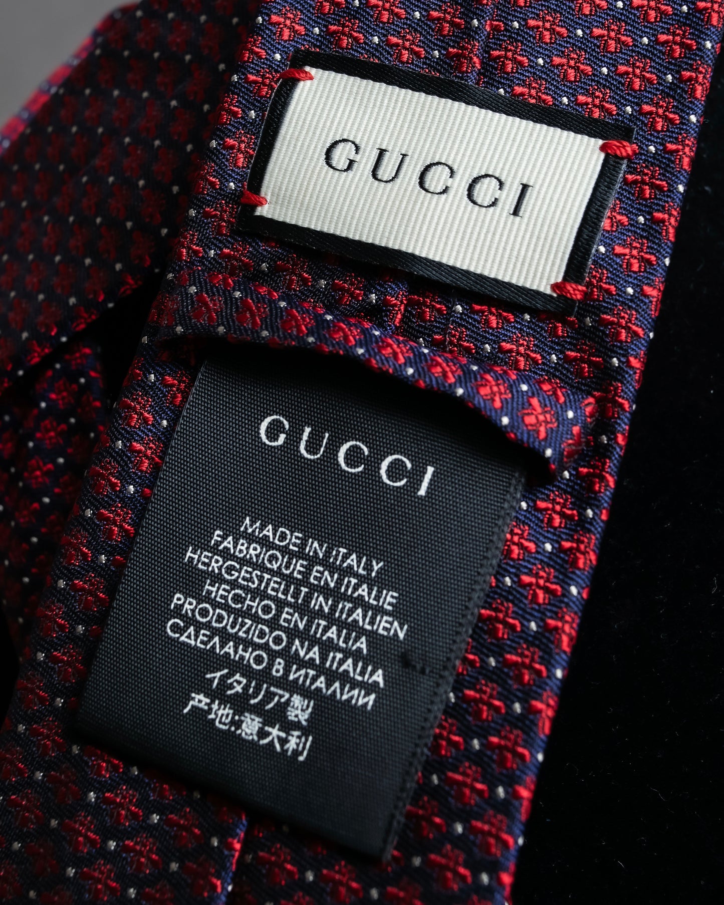 "GUCCI" Bee embroidery pattern multi colored neck tie