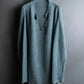 "KENZO" Dull blue oversized distressed V-neck knit