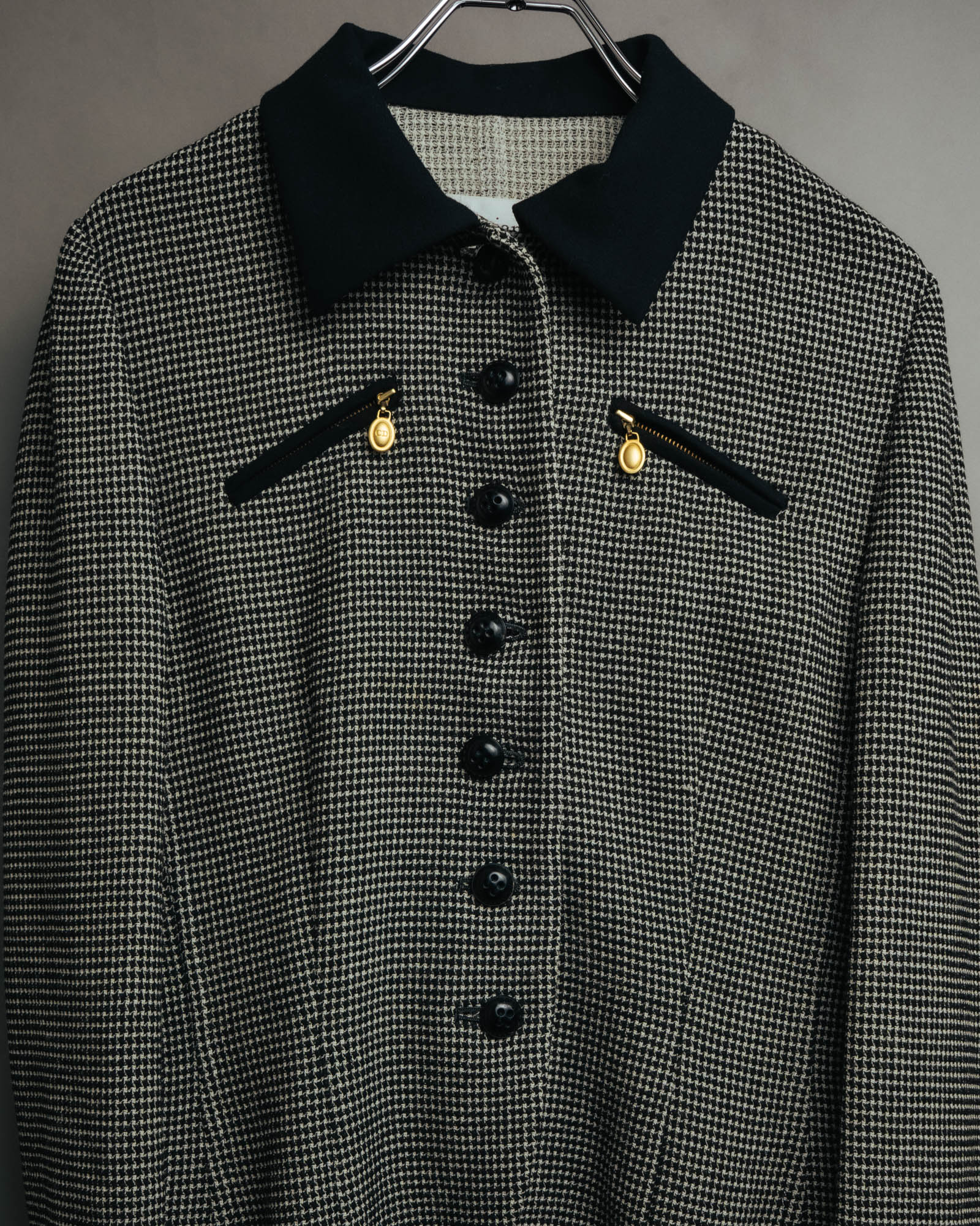 "Christian Dior" 80's-90's Wool-blend houndstooth jacket