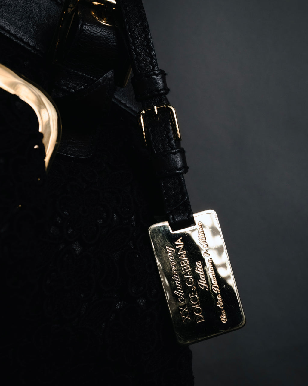 "DOLCE & GABBANA" 2005-06 Anniversary lace kisslock leather handbag