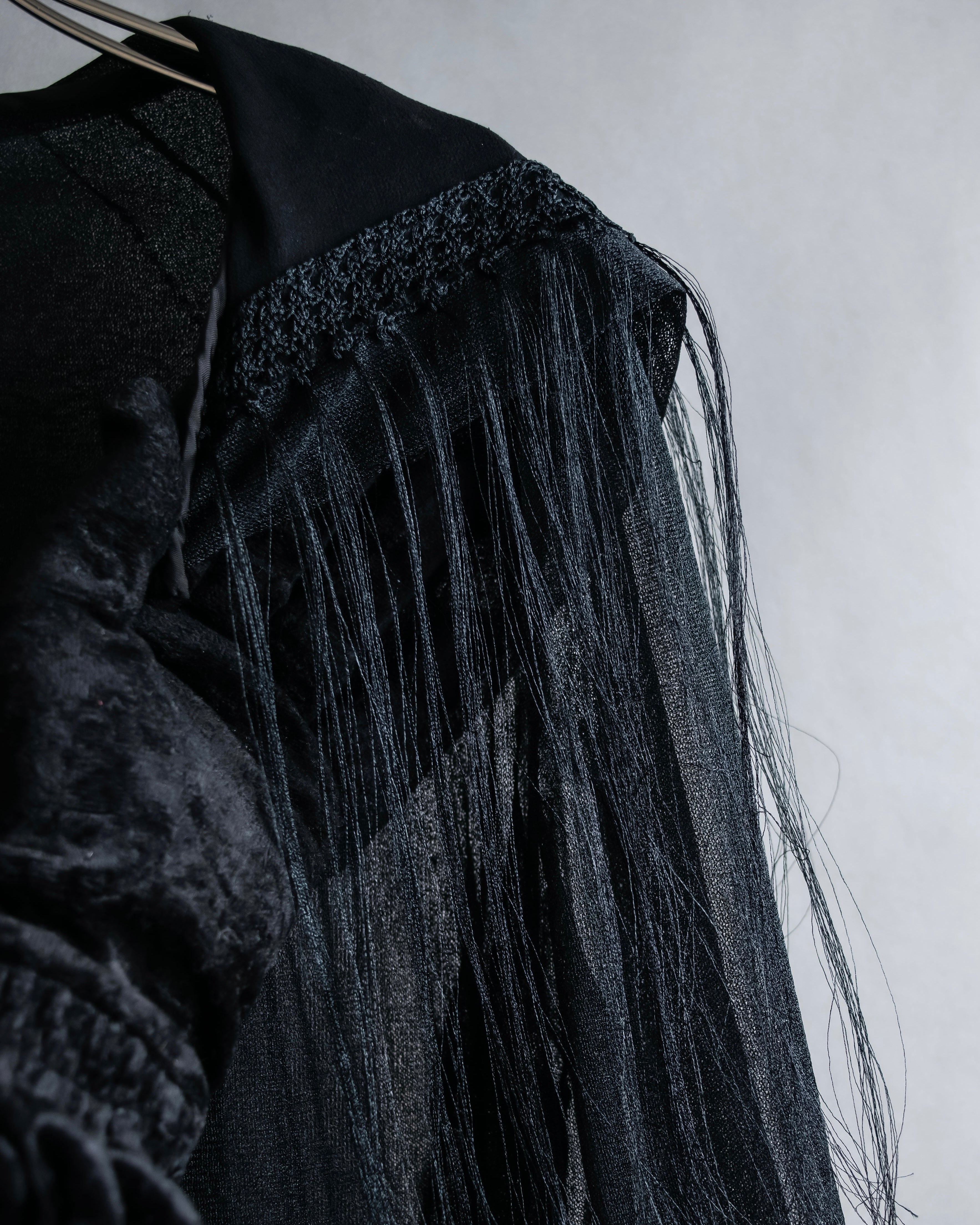 "sacai" Wig design sheer hooded pullover