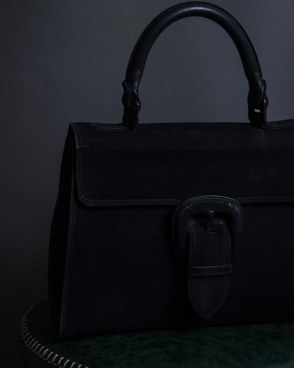 "JEAN PAUL GAULTIER" Front clasp design suede leather hand bag