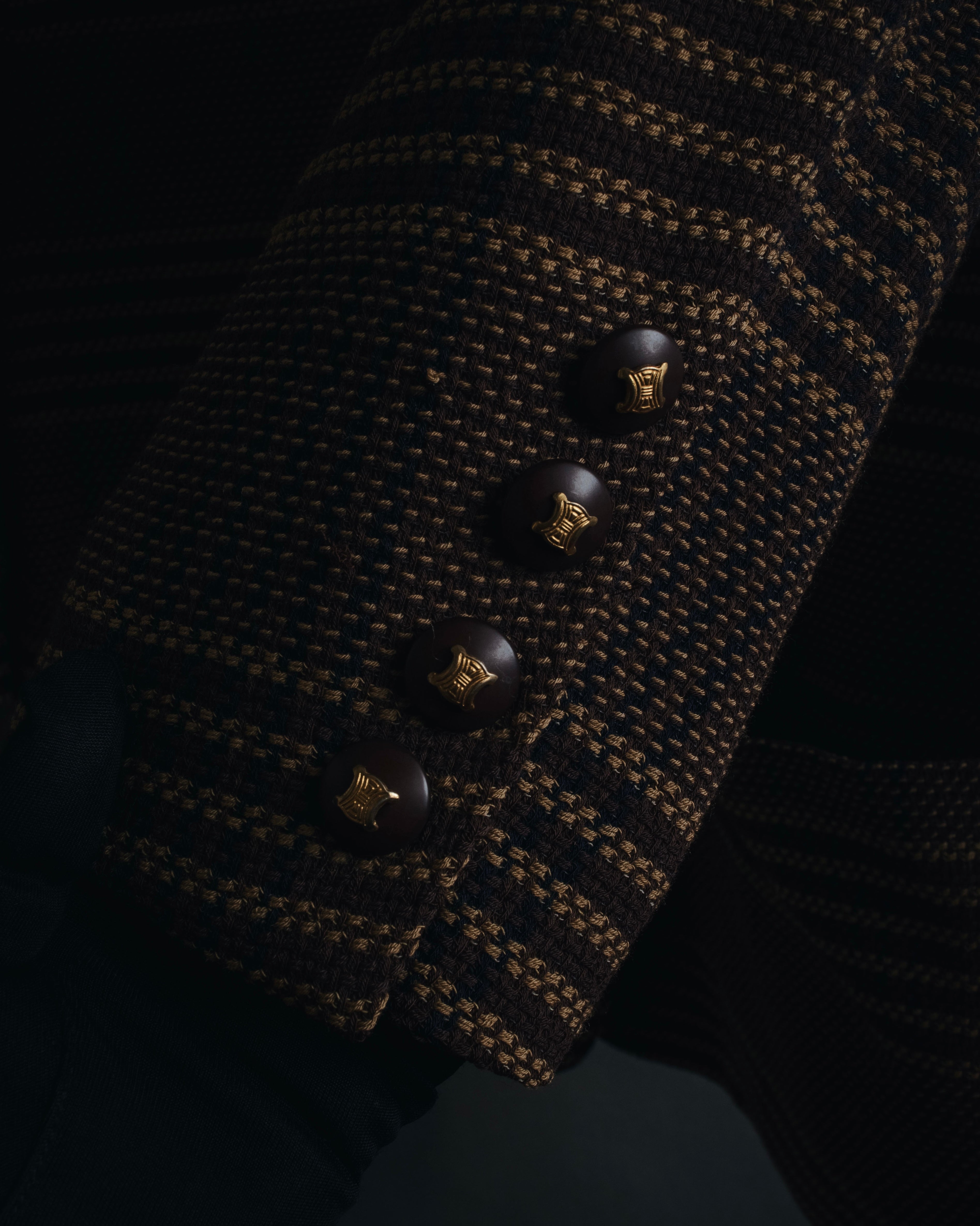 "CELINE" Late 80s–Early 90s velvet-collar woven jacket