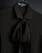 "Christian Dior PRETA PORTER" Ivory polka dot bow tie blouse