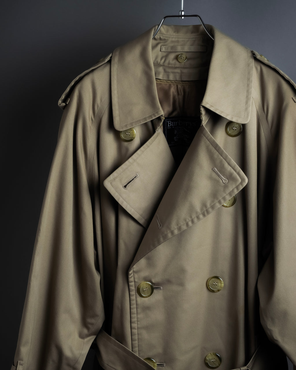 "BURBERRYS" Traditional detail double-breasted stand color trench coat