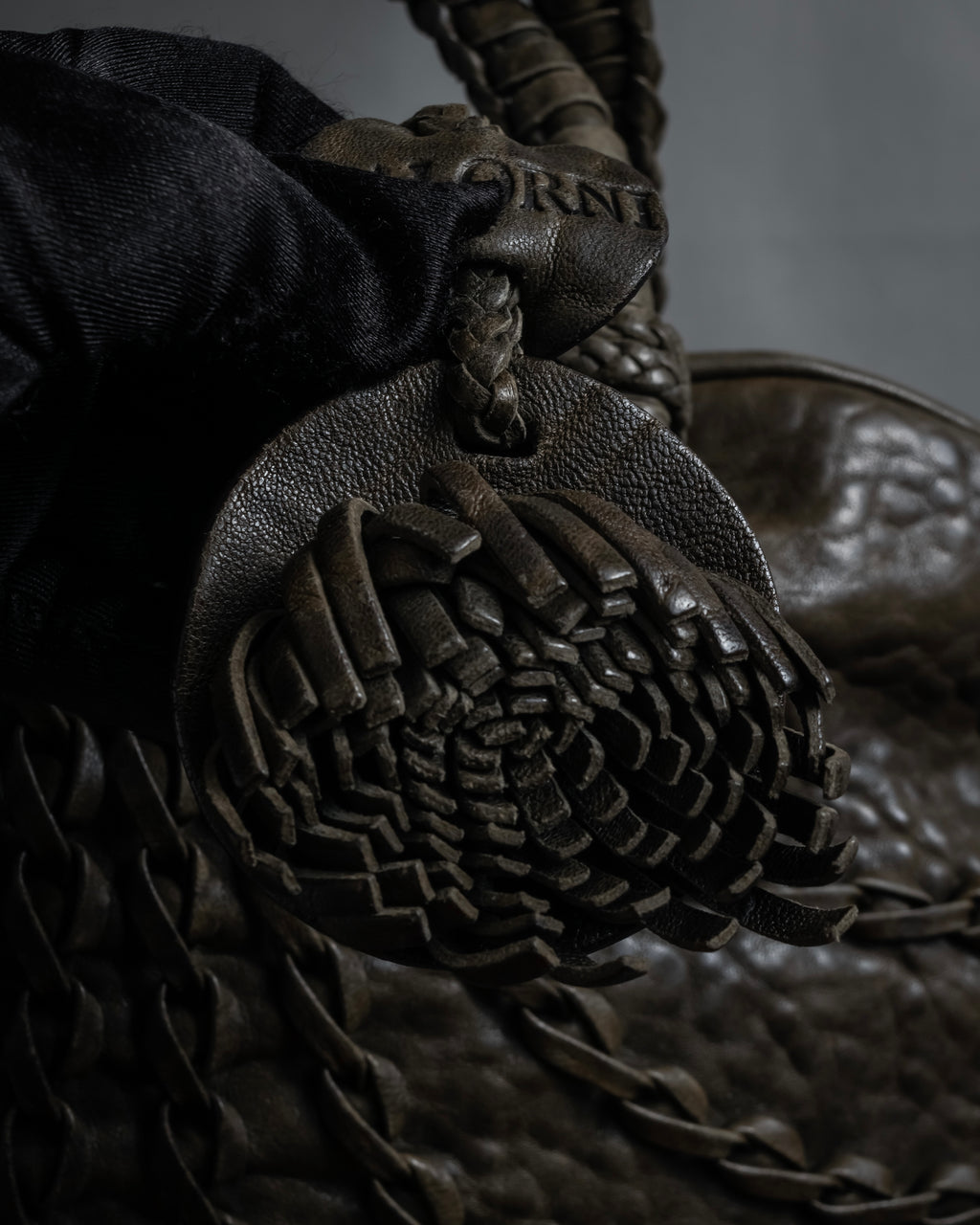 "FALORNI" Braided leather dome boston bag