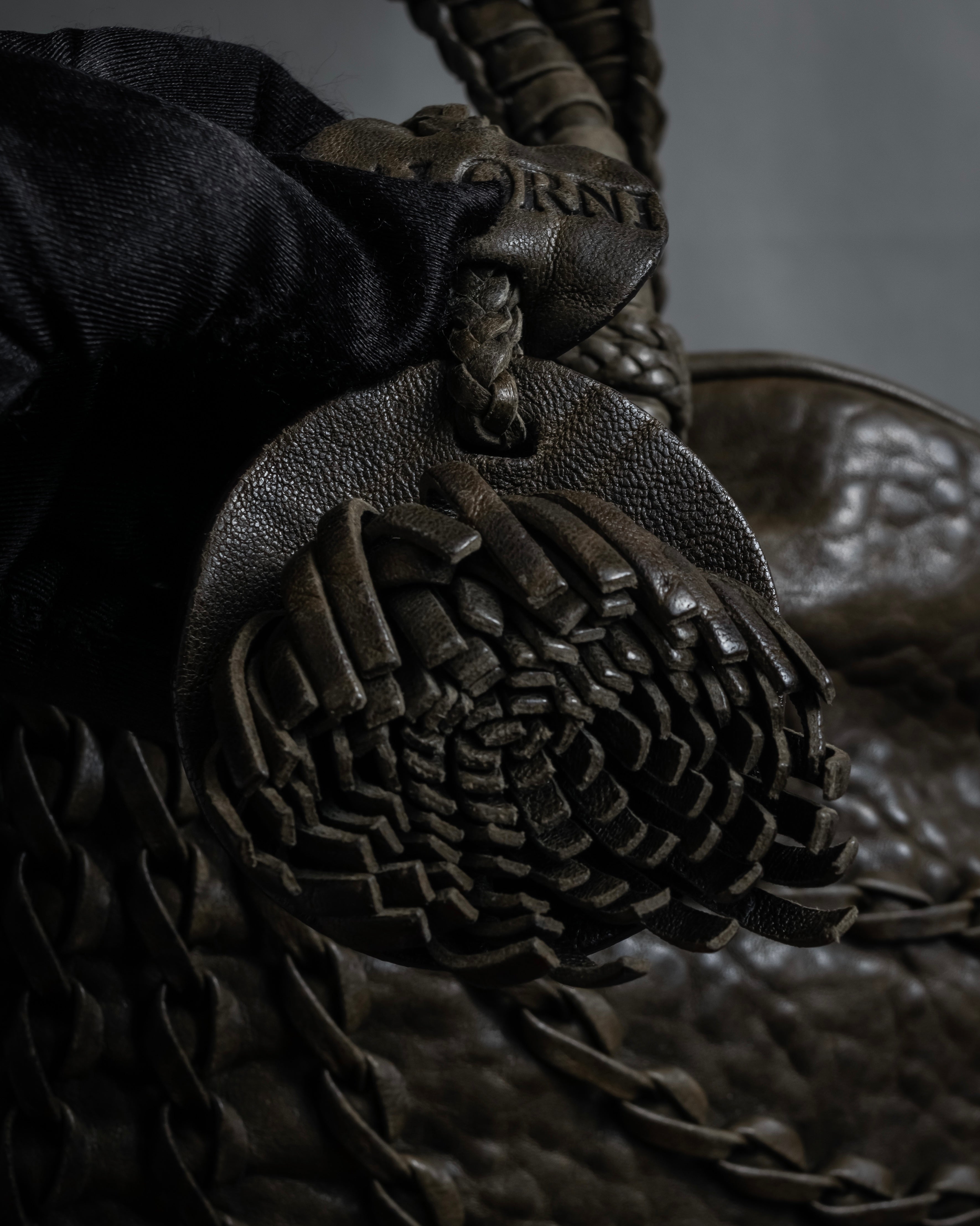 "FALORNI" Braided leather dome boston bag