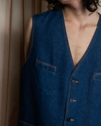 "Vintage stitch design denim vest"