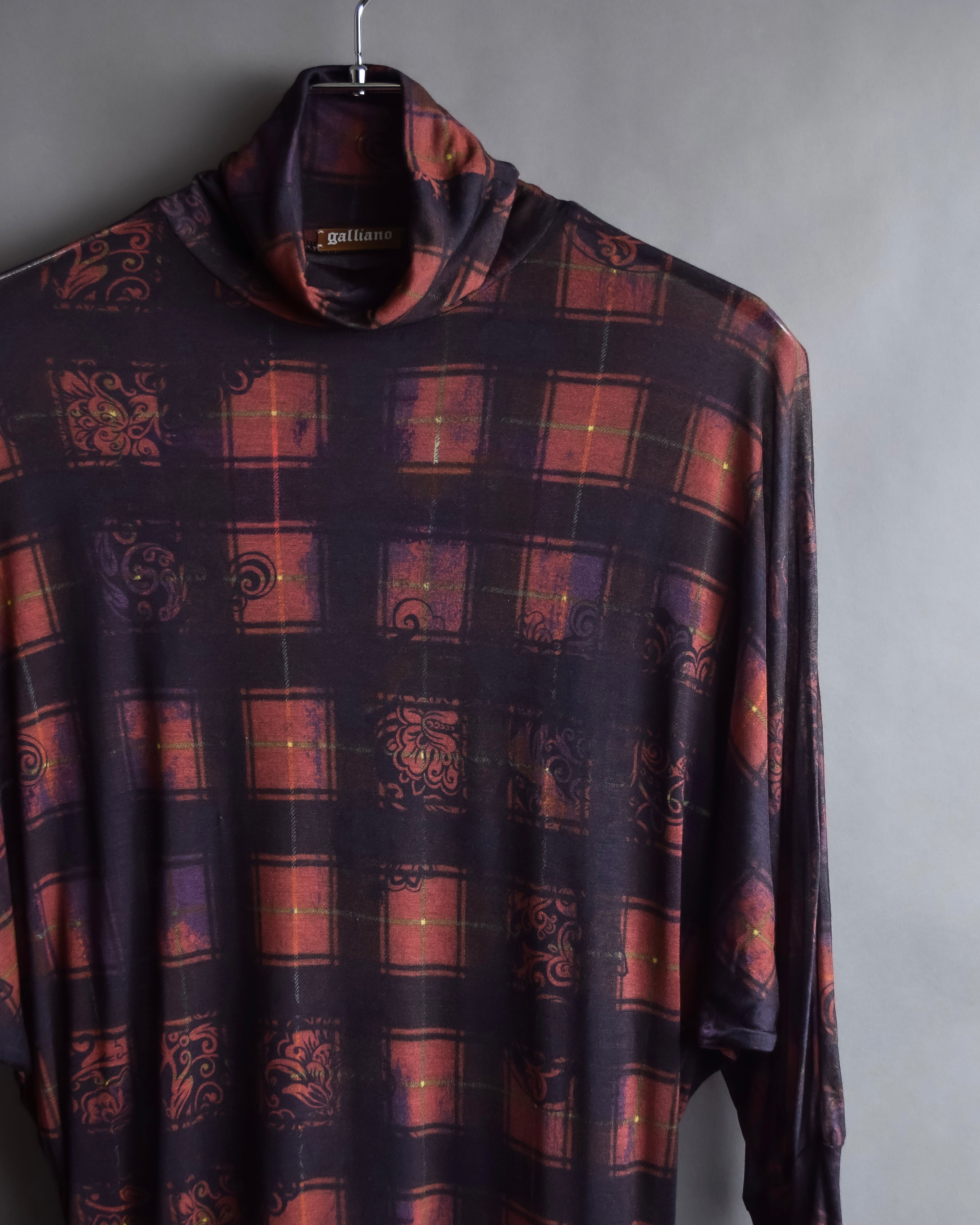 "John Galliano" Layered oriental check pattern pullover
