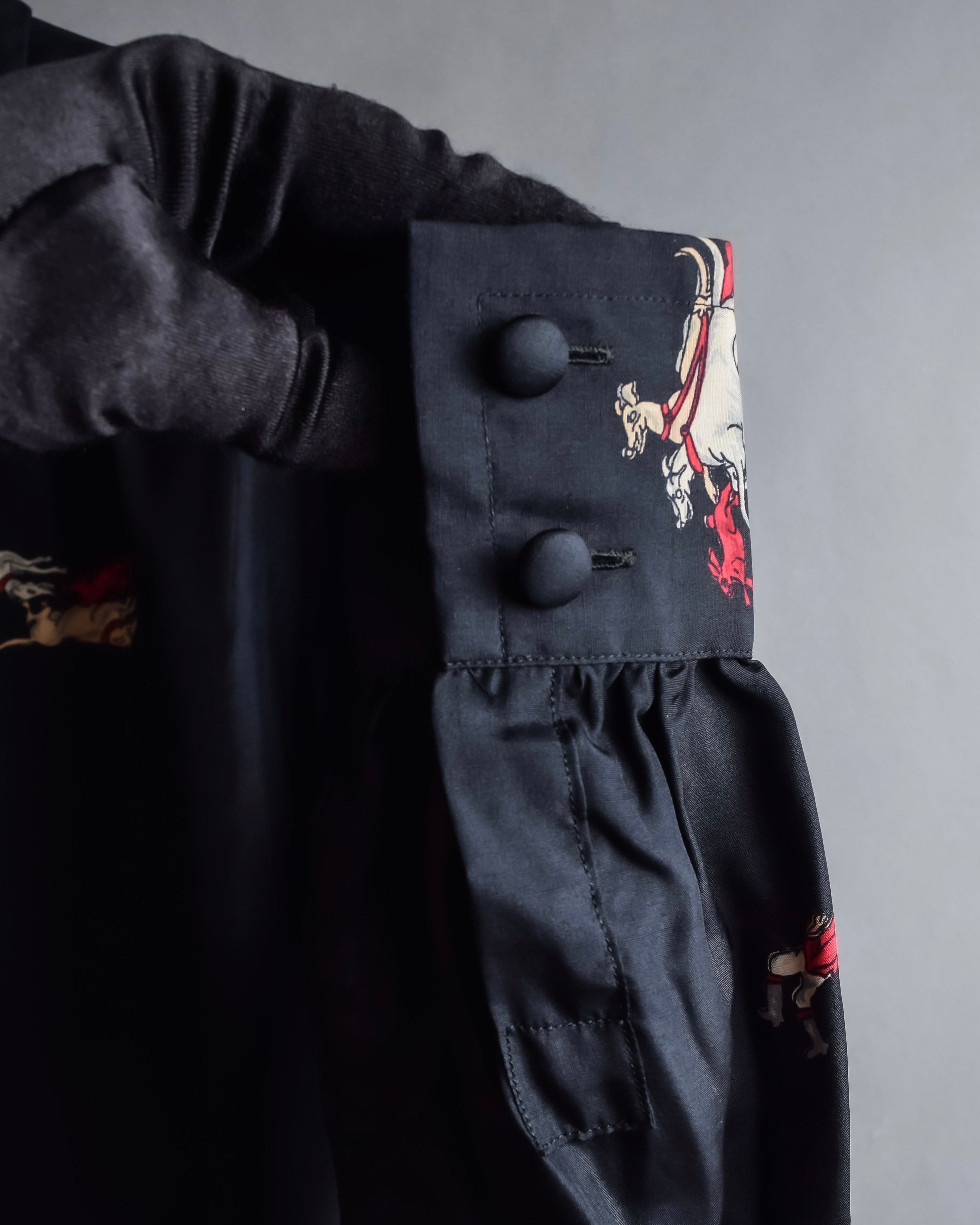 "Christian Dior" Hand painted greyhound motif silk blouse