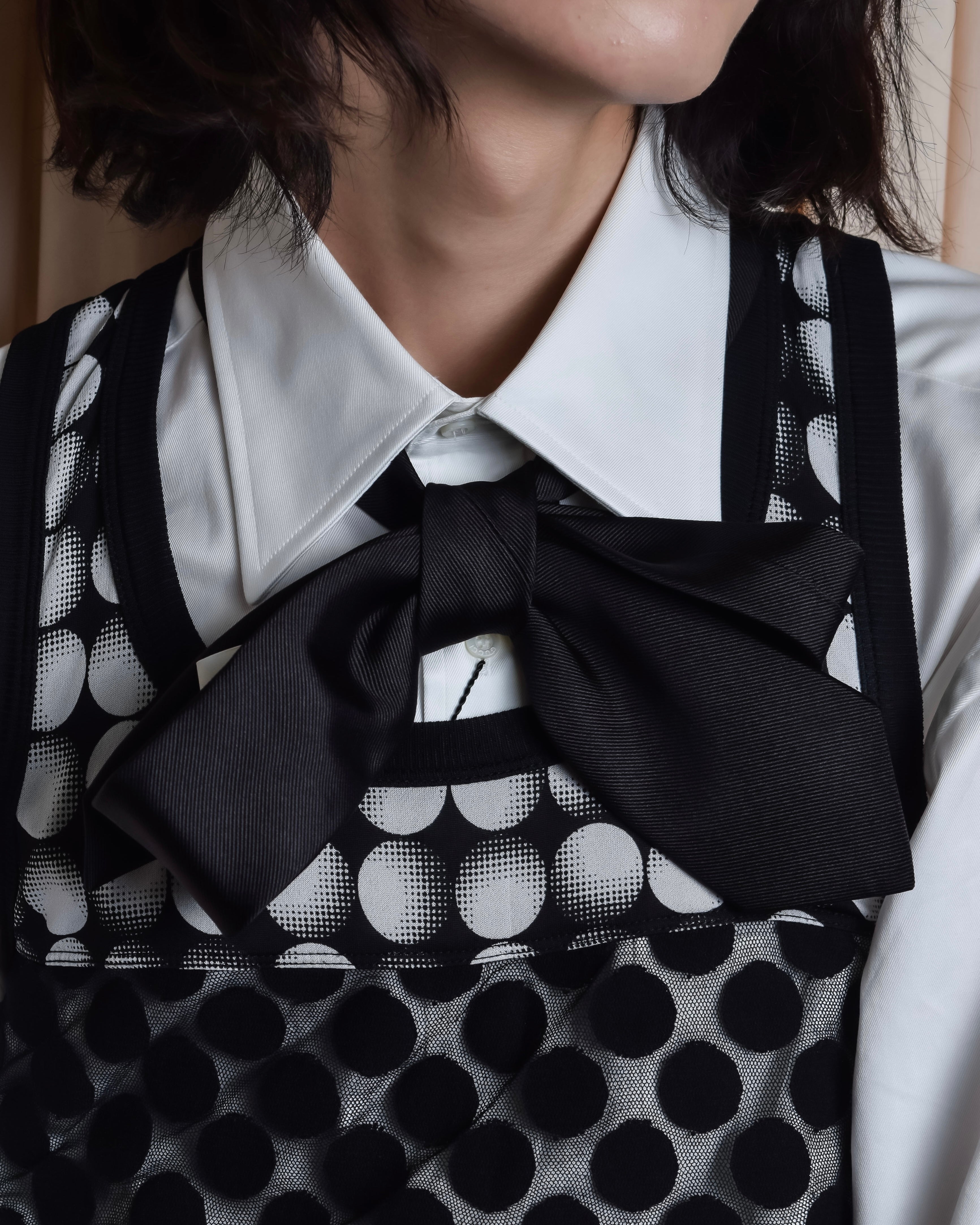 "JEAN PAUL GAULTIER MAILLE FEMME" Layered dot illusion mesh dress