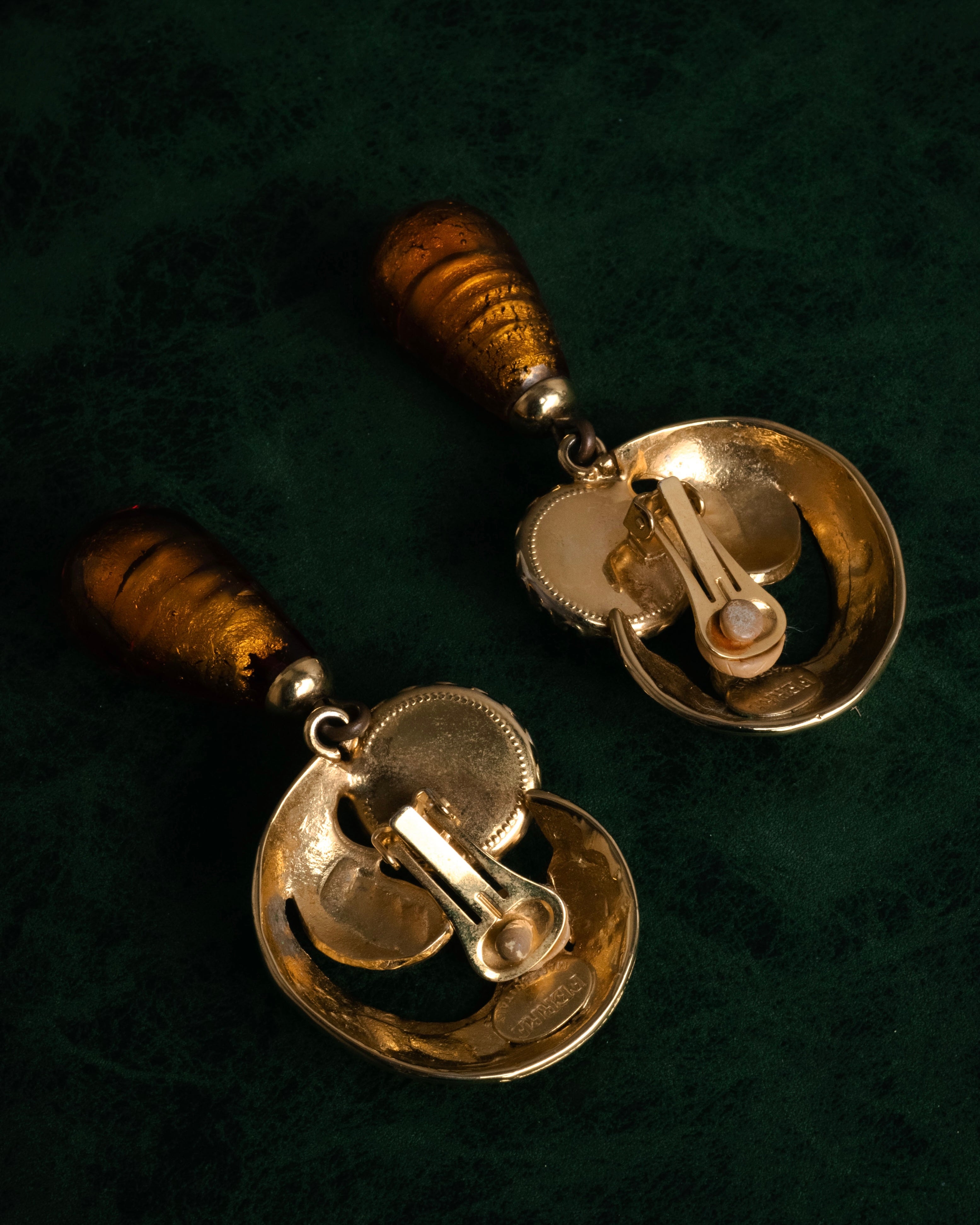 “GIANFRANCO FERRE“ 80’s-90’s Sculptural amber drop earrings