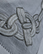 "HERMES" Embroidered knot border cotton scarf