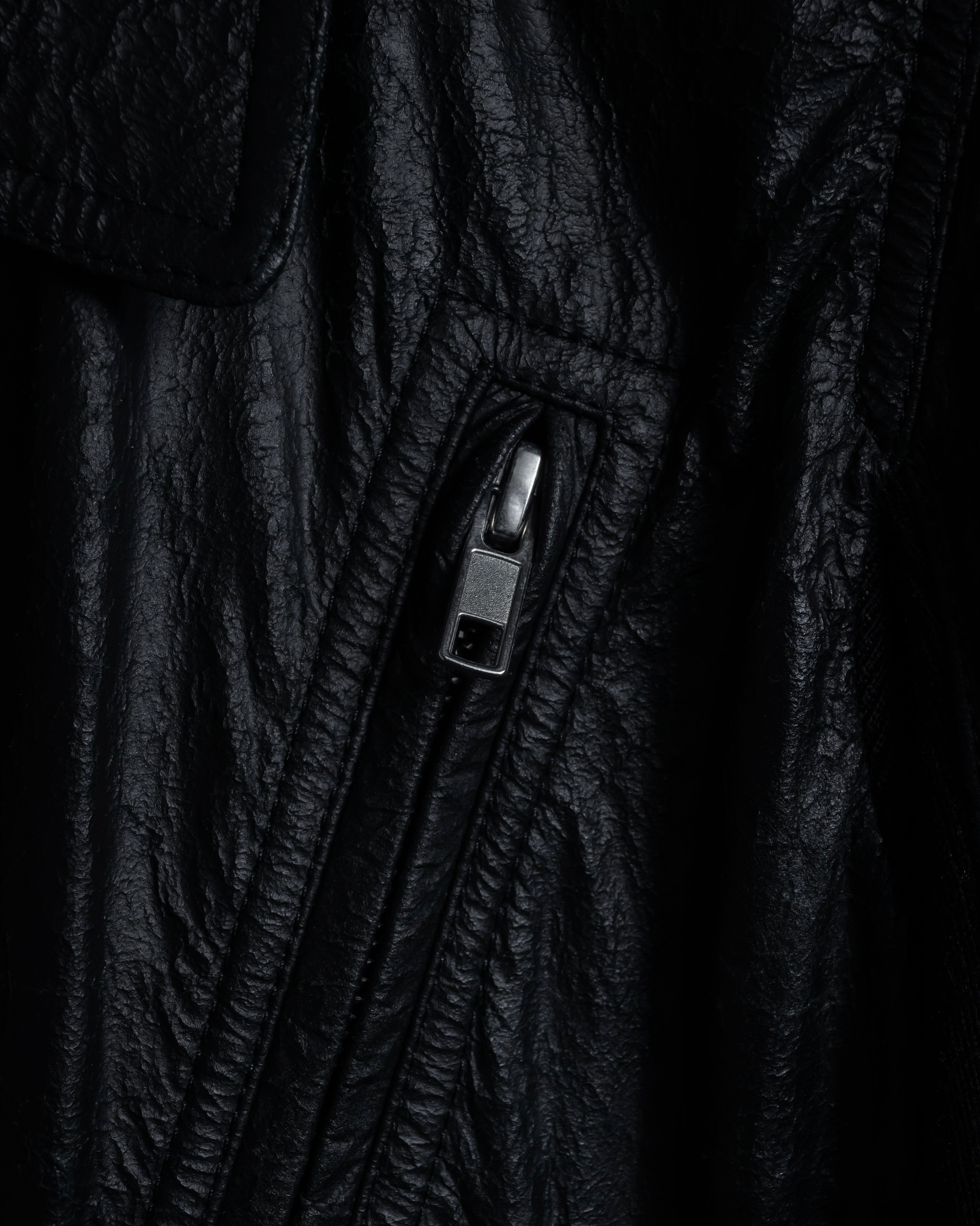 -SPECIAL- "Rick Owens" 15AW Beautiful wrinkles front zip leather jacket