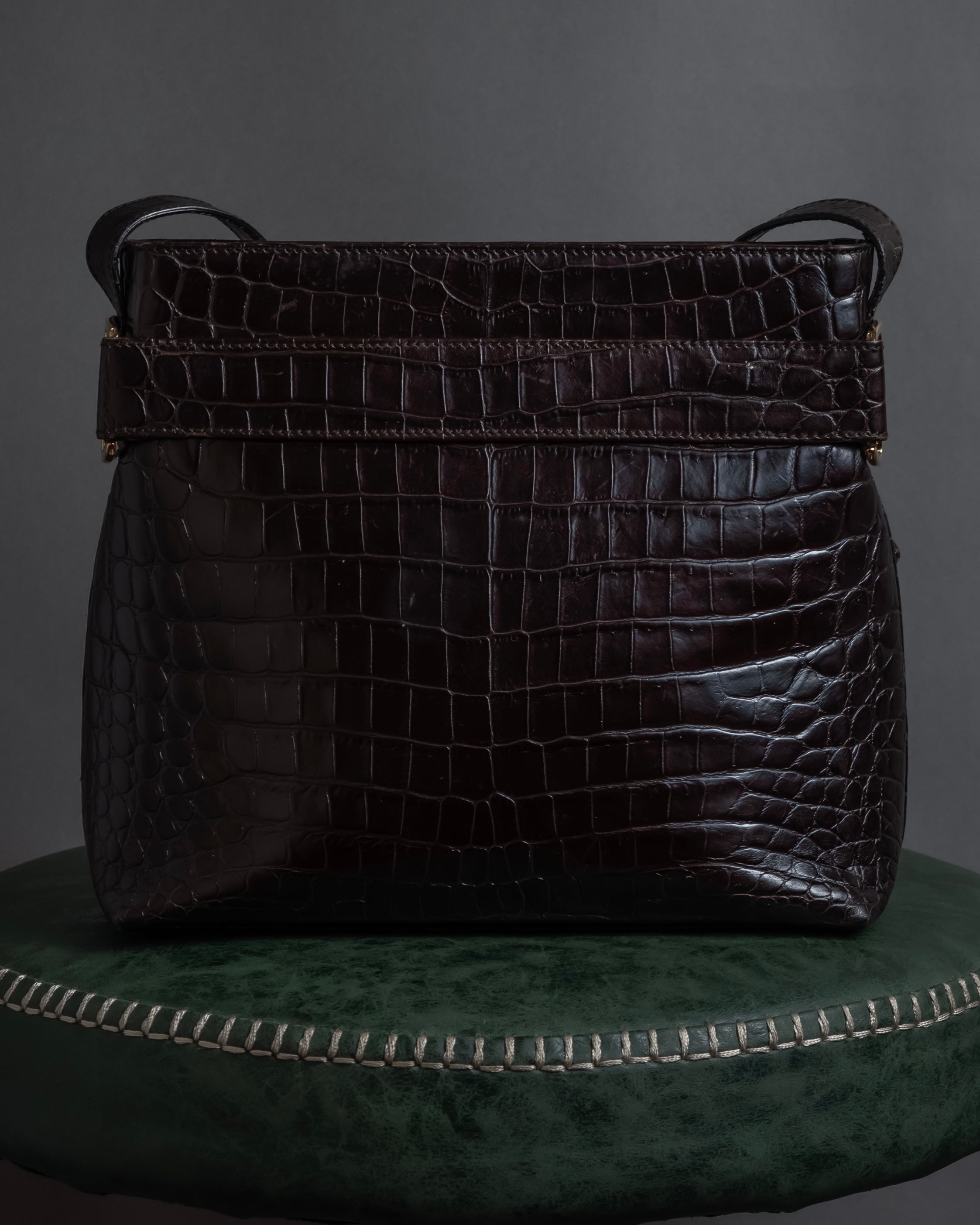 "Salvatore Ferragamo" 90’s crocodile embossed vara shoulder bag