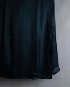 "CHANEL" Coco mark button design black glossy shirt