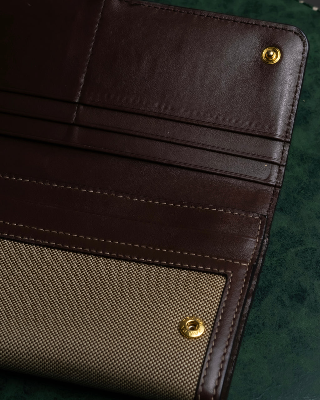 "PRADA" Logo engraved canvas combination long wallet