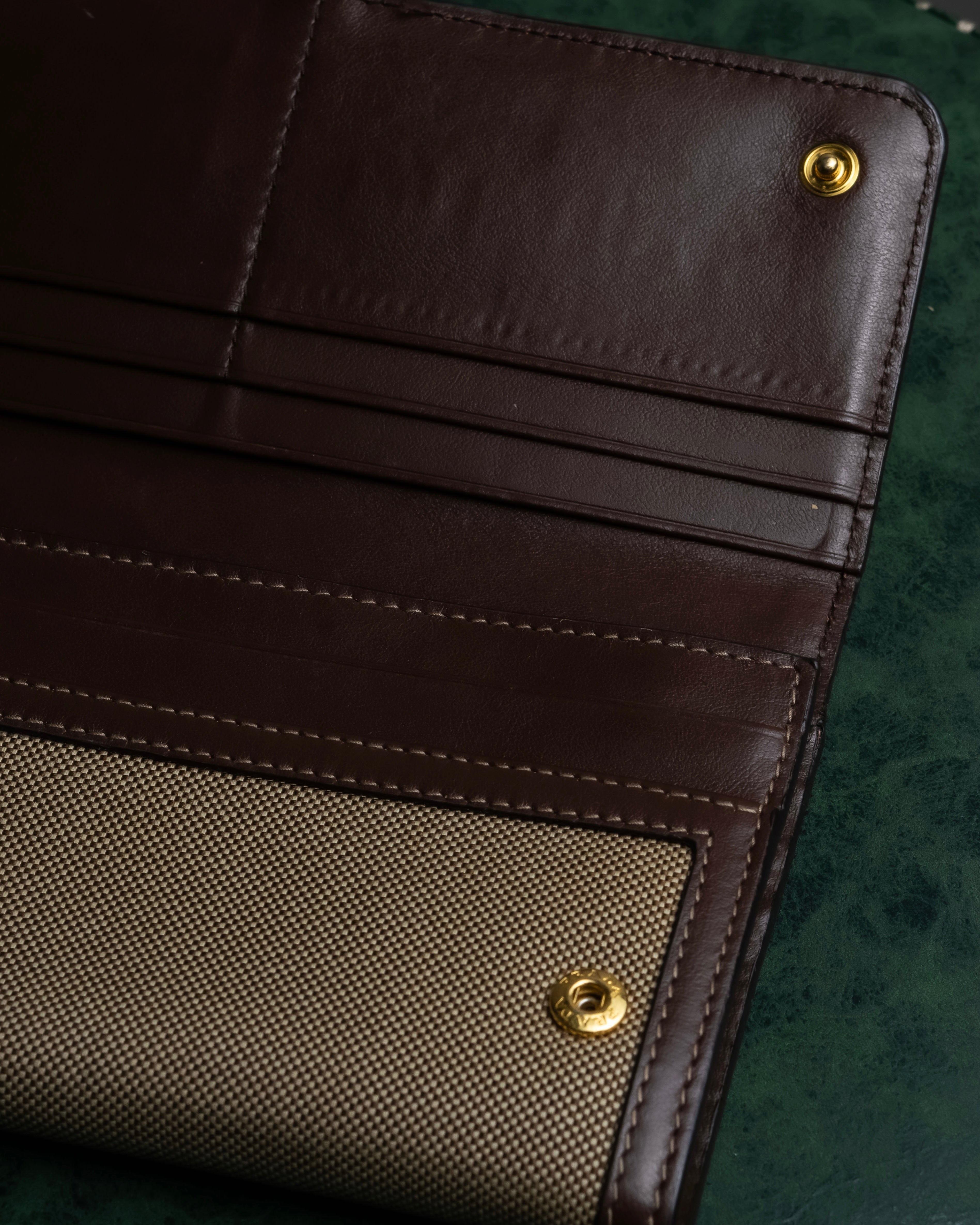 "PRADA" Logo engraved canvas combination long wallet