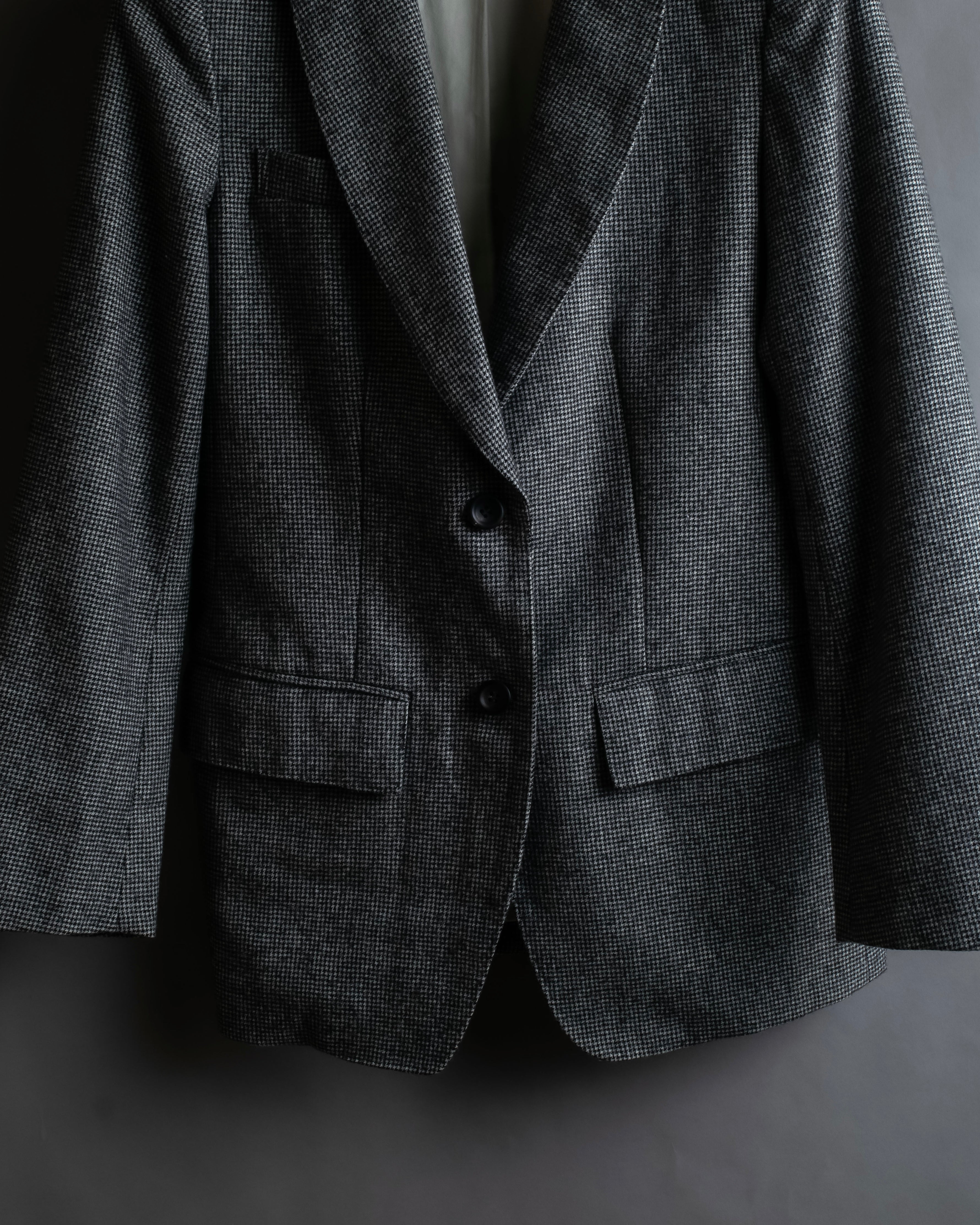 "Whim Gazette" Houndstooth pattern shaped tailored jacket