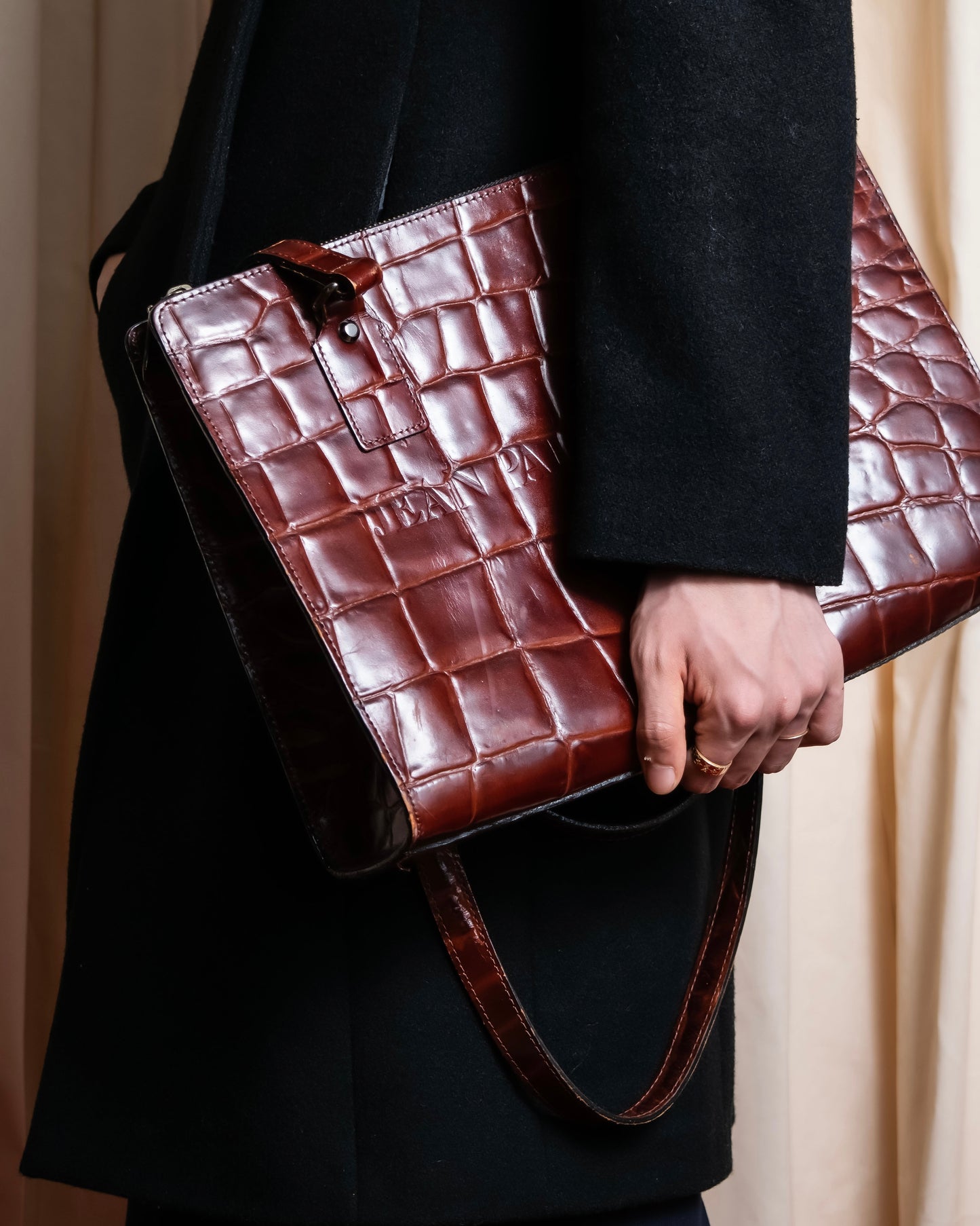 “Jean Paul Gautier” Crocodile-embossed business bag