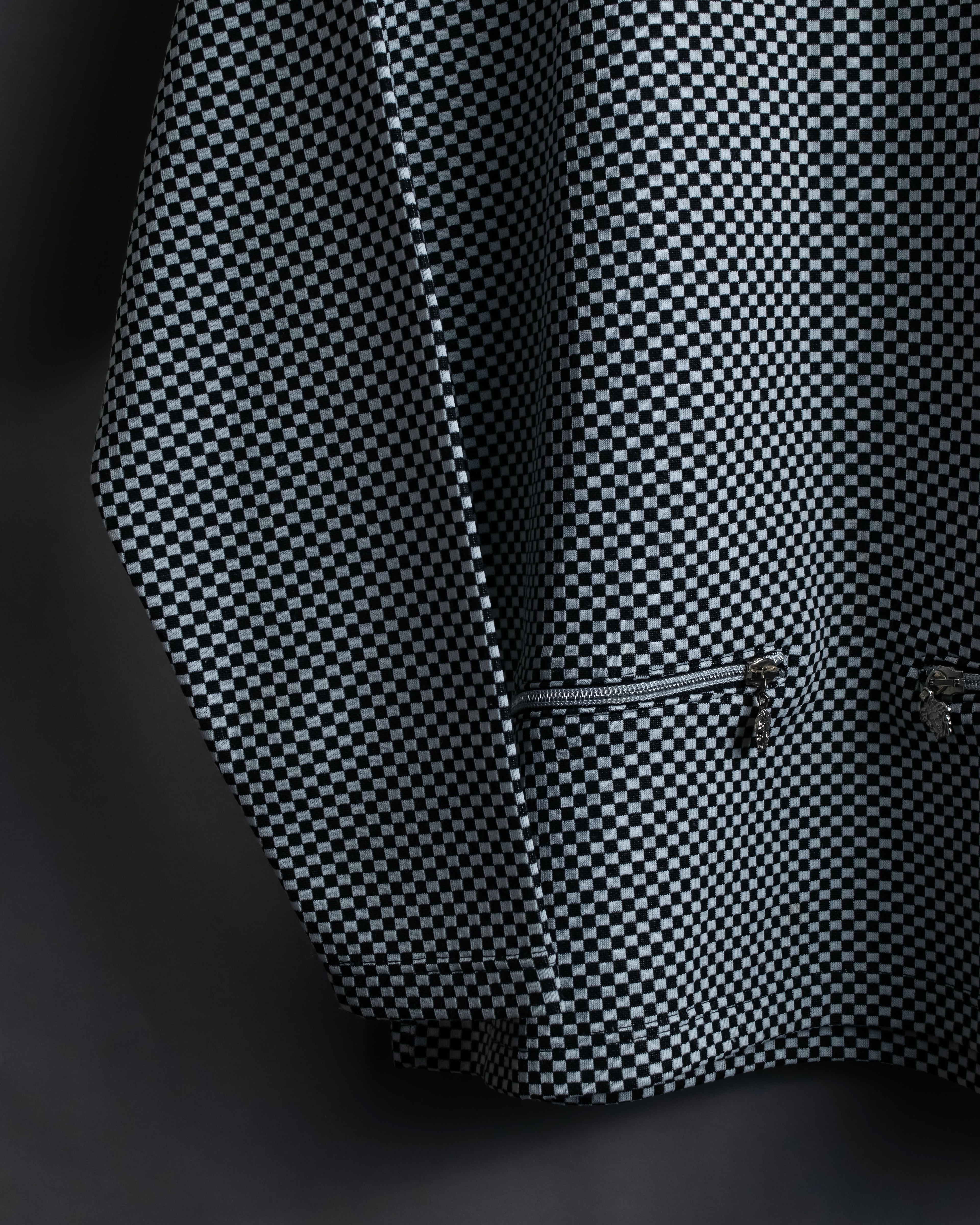 “VERSACE” checkered pattern zip pocket pull over