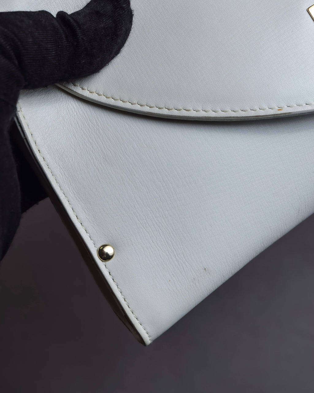 "Salvatore Ferragamo" Gancini motif structured white leather bag