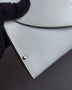 "Salvatore Ferragamo" Gancini motif structured white leather bag