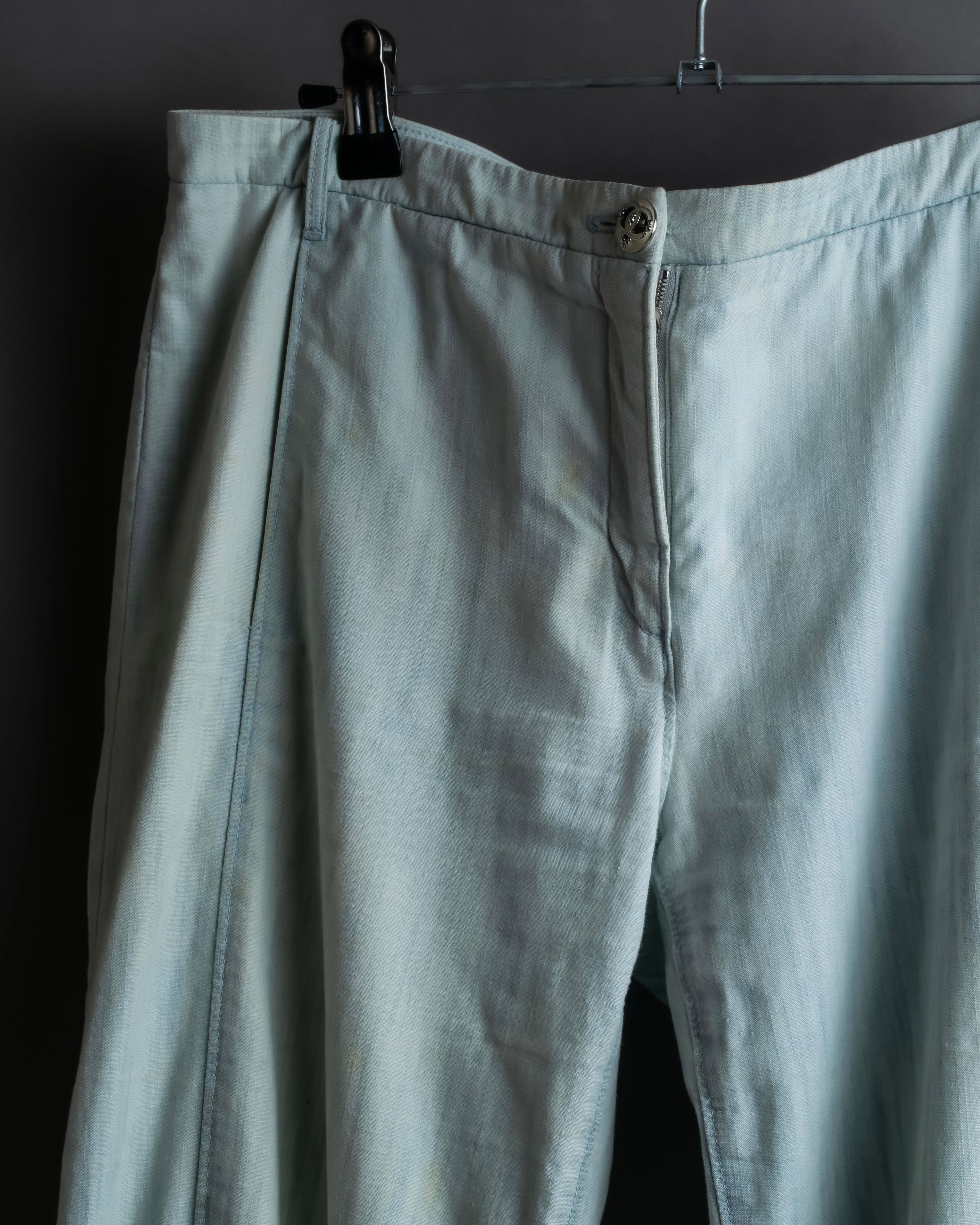 "CHANEL" Coco Mark button detail washed flared denim