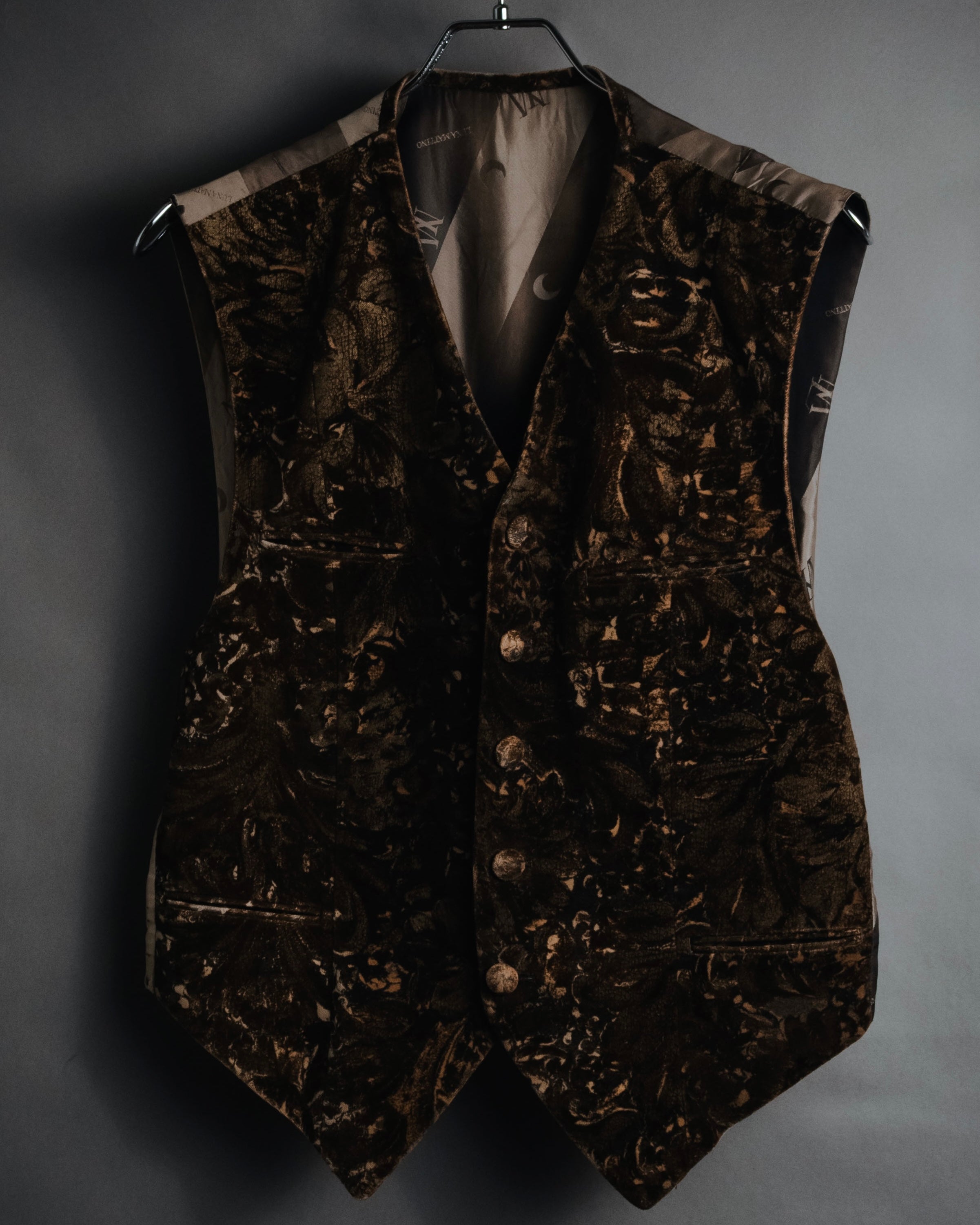 "LUNA MATTINO" 90’s Crushed velvet pointed hem vest