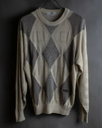 "BALENCIAGA" Diamond pattern argyle twill crew neck knit