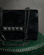 –SPECIAL– "VALENTINO GARAVANI" 2010’s Noir rockstud exotic patchwork chain bag