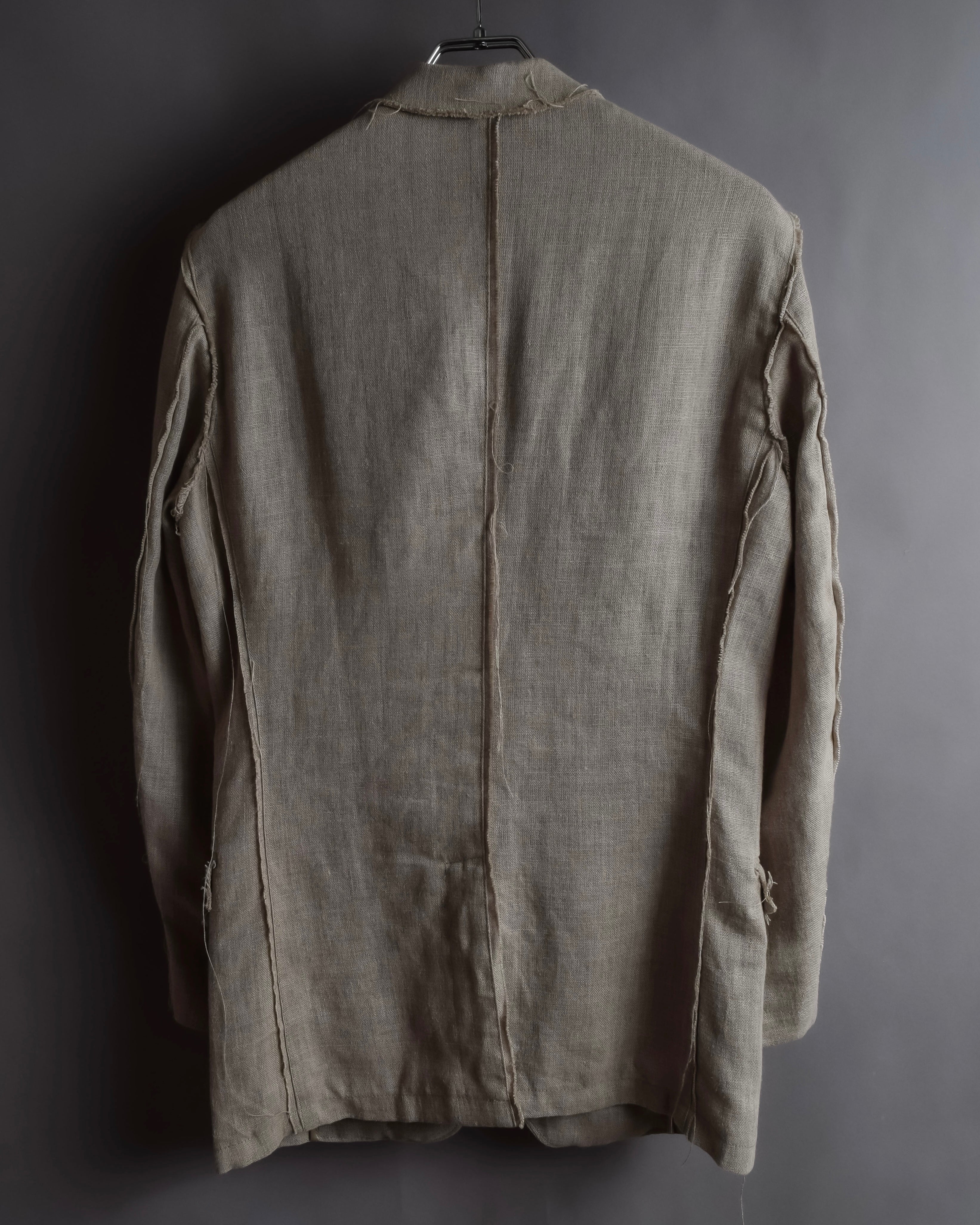 "Dolce & Gabbana" Raw edge frayed linen tailored jacket