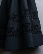 "tricot COMME des GARCONS"  Lace design at hem flare skirt