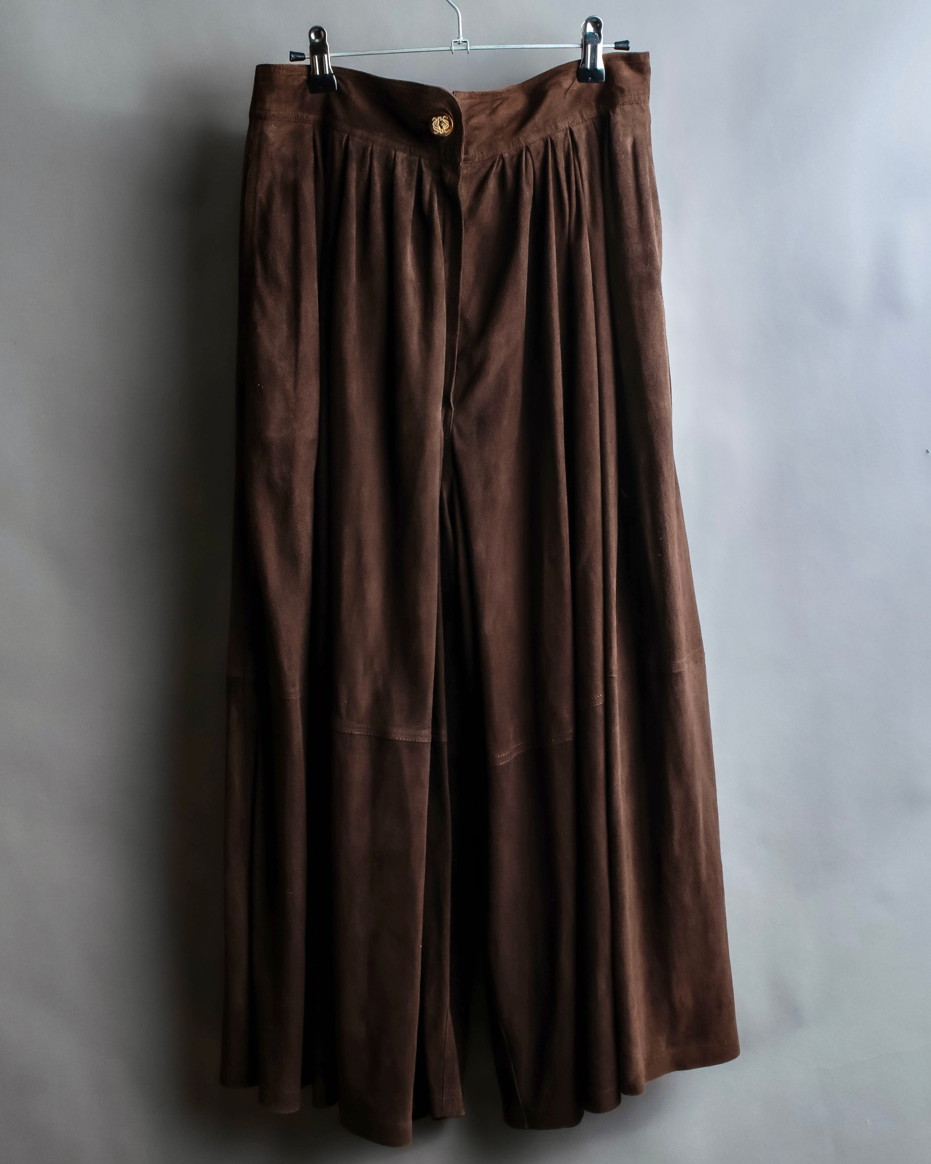 "LOEWE" Dark brown color gathered design wide pants