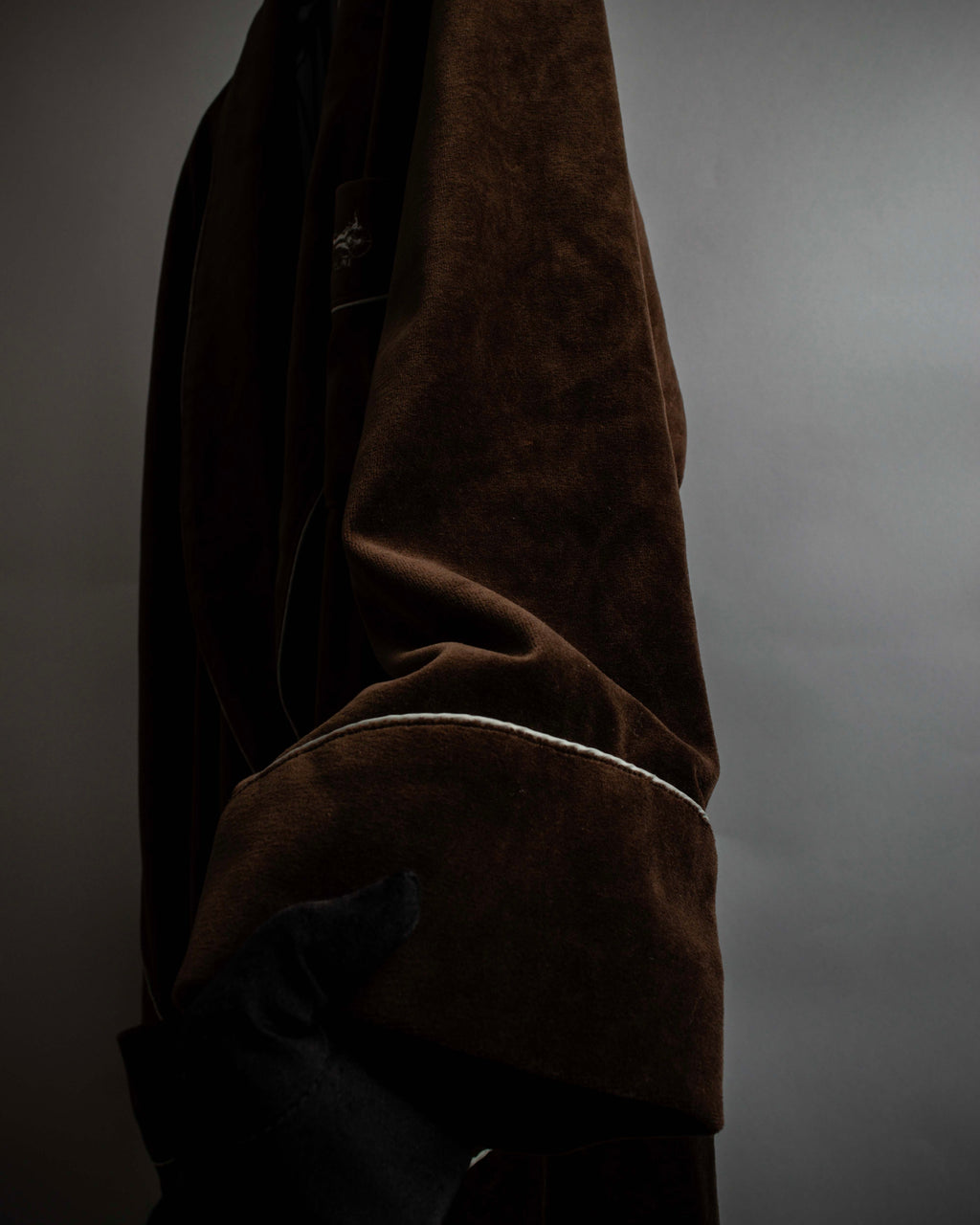 "CELINE" Piping design velour long gown coat