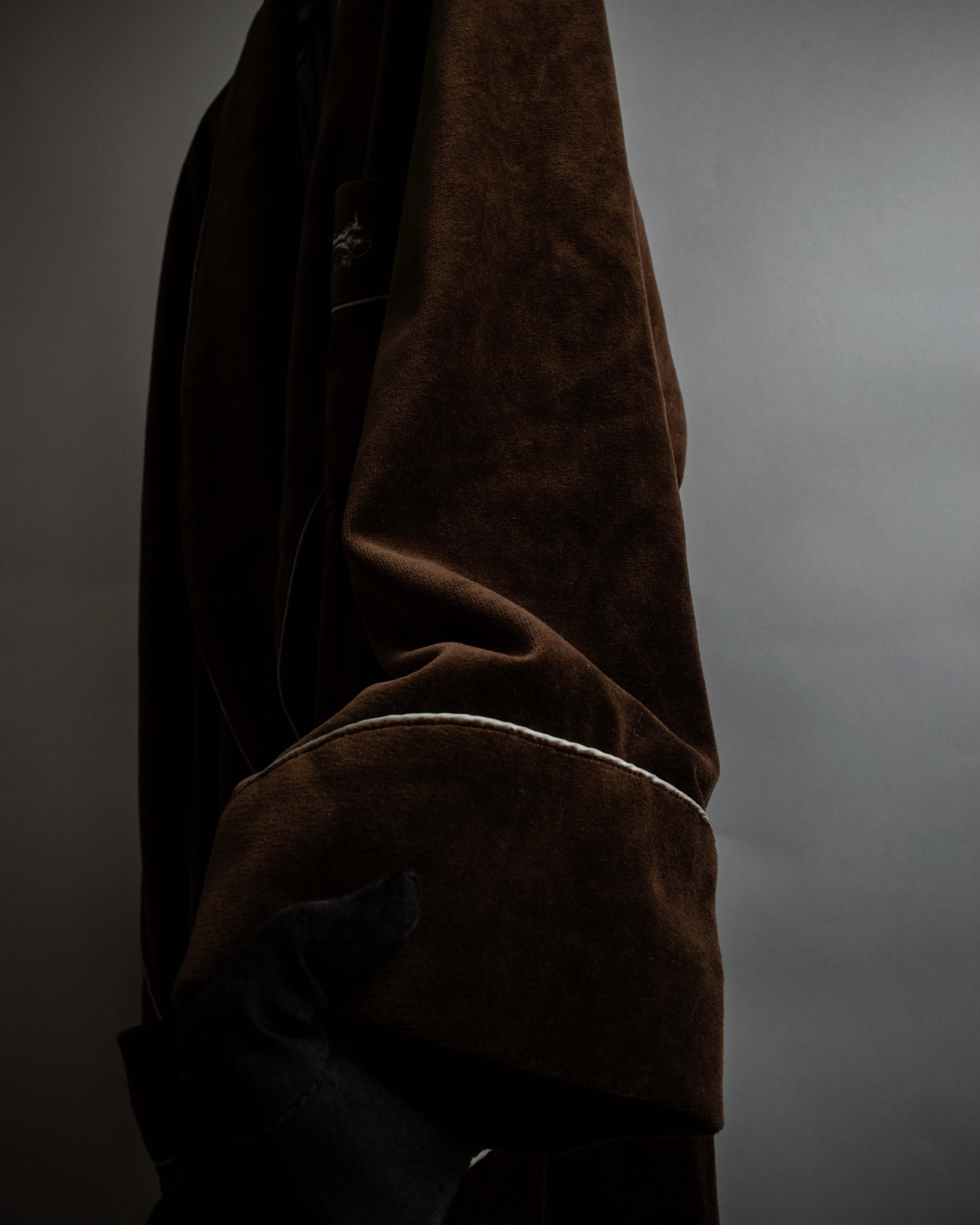 "CELINE" Piping design velour long gown coat