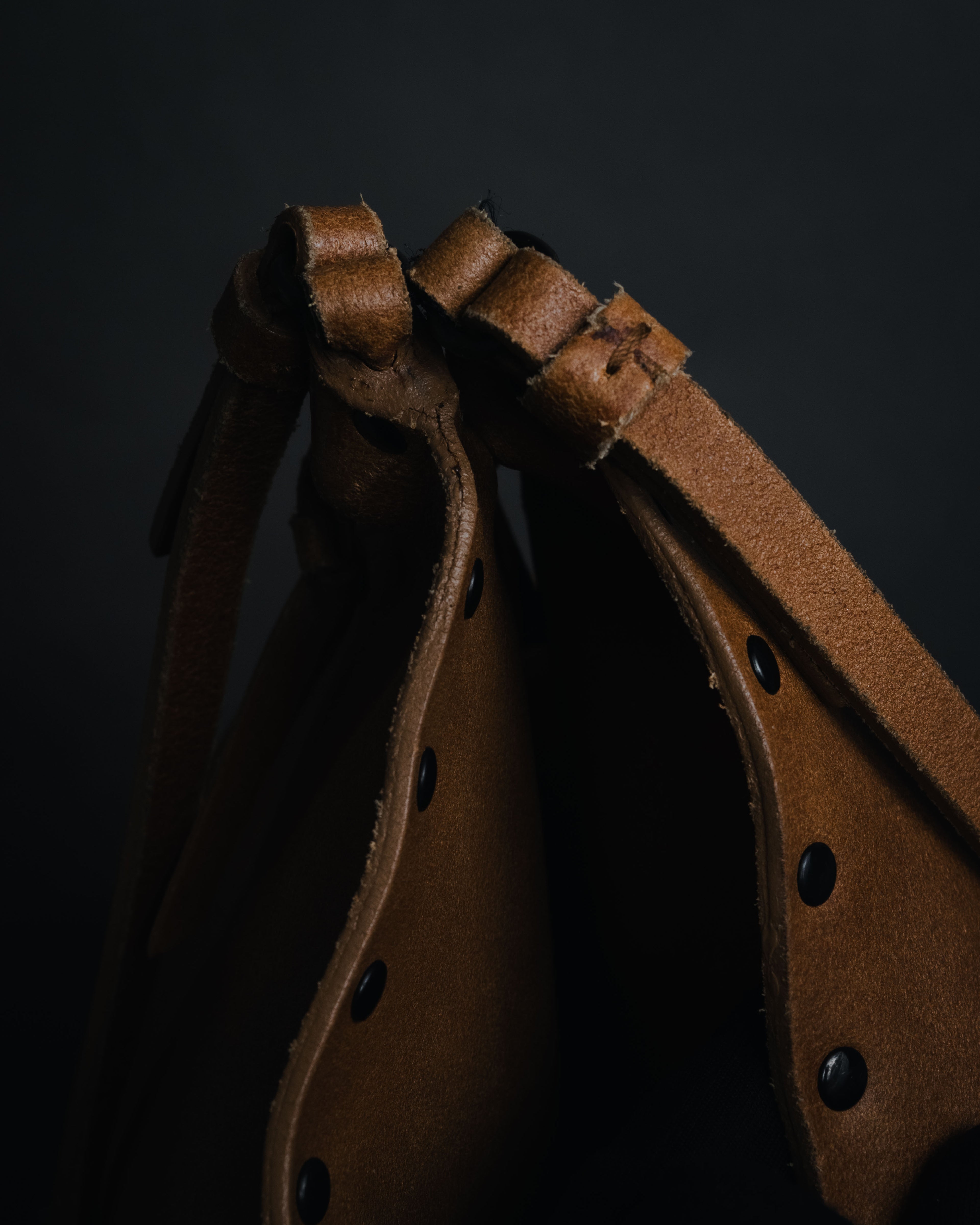 "miu miu" 90’s-00’s Studded raw edge leather hobo bag