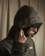 Abrigo de duffle con capucha y estampado de cuadros "Harris Tweed"