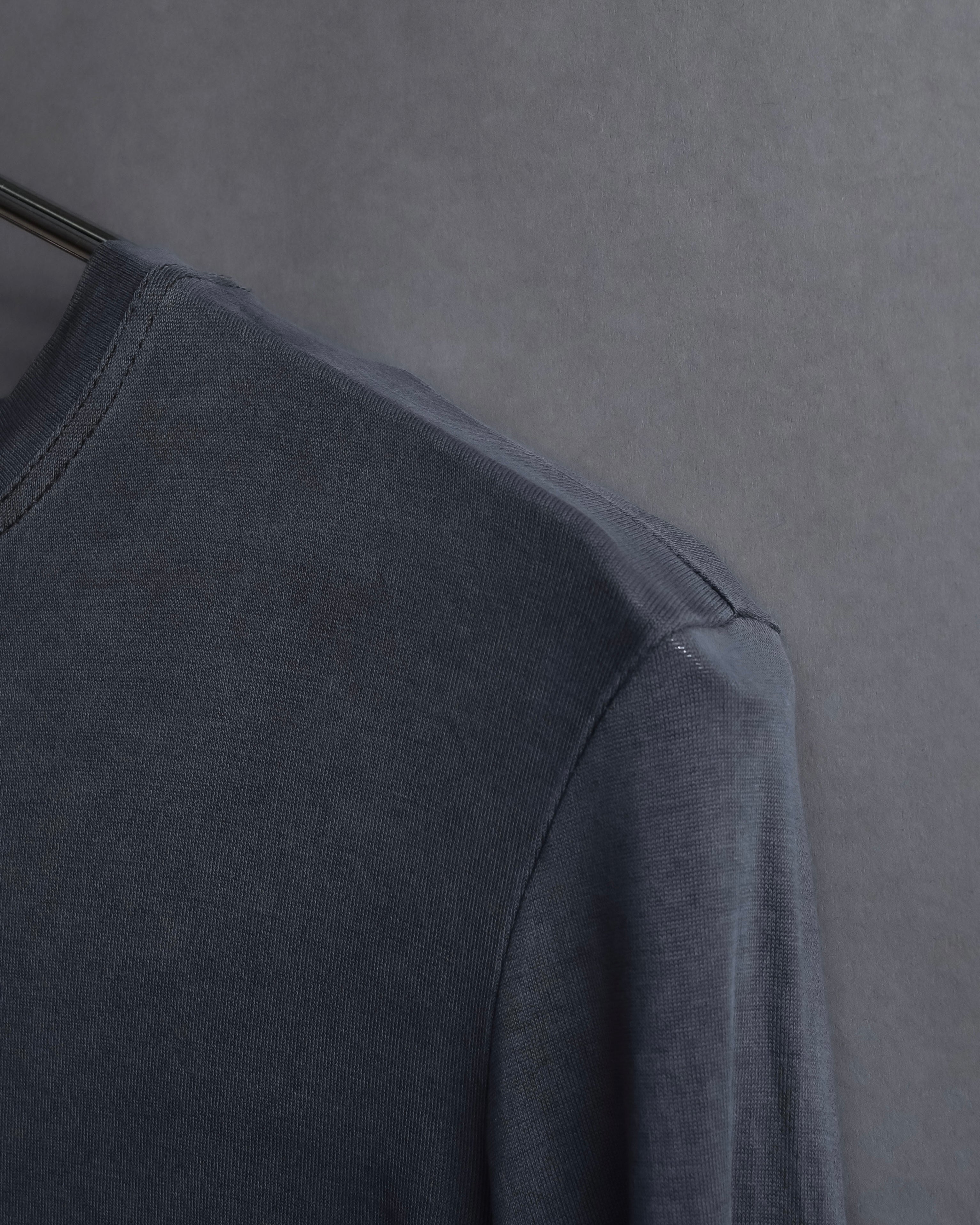 "HERMES" Margiela period Blue-grayish tone draped silk pullover
