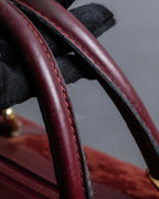 "CELINE" Triomphe motif Bordeaux color suede boston bag