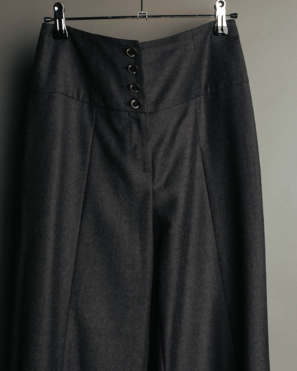 -SPECIAL- "CHANEL" 00's Soft wool cashmere wide leg trousers