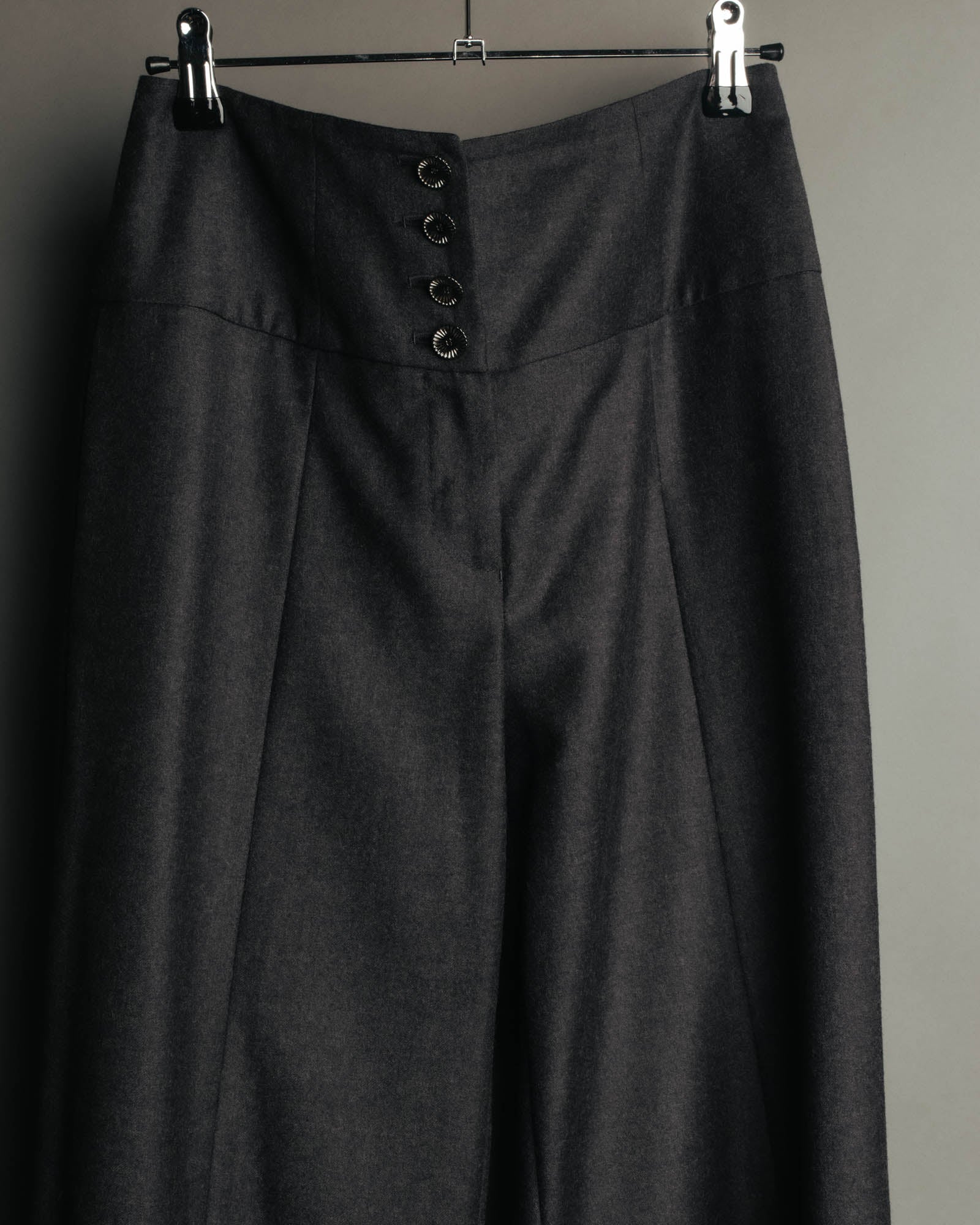 -SPECIAL- "CHANEL" 00's Soft wool cashmere wide leg trousers