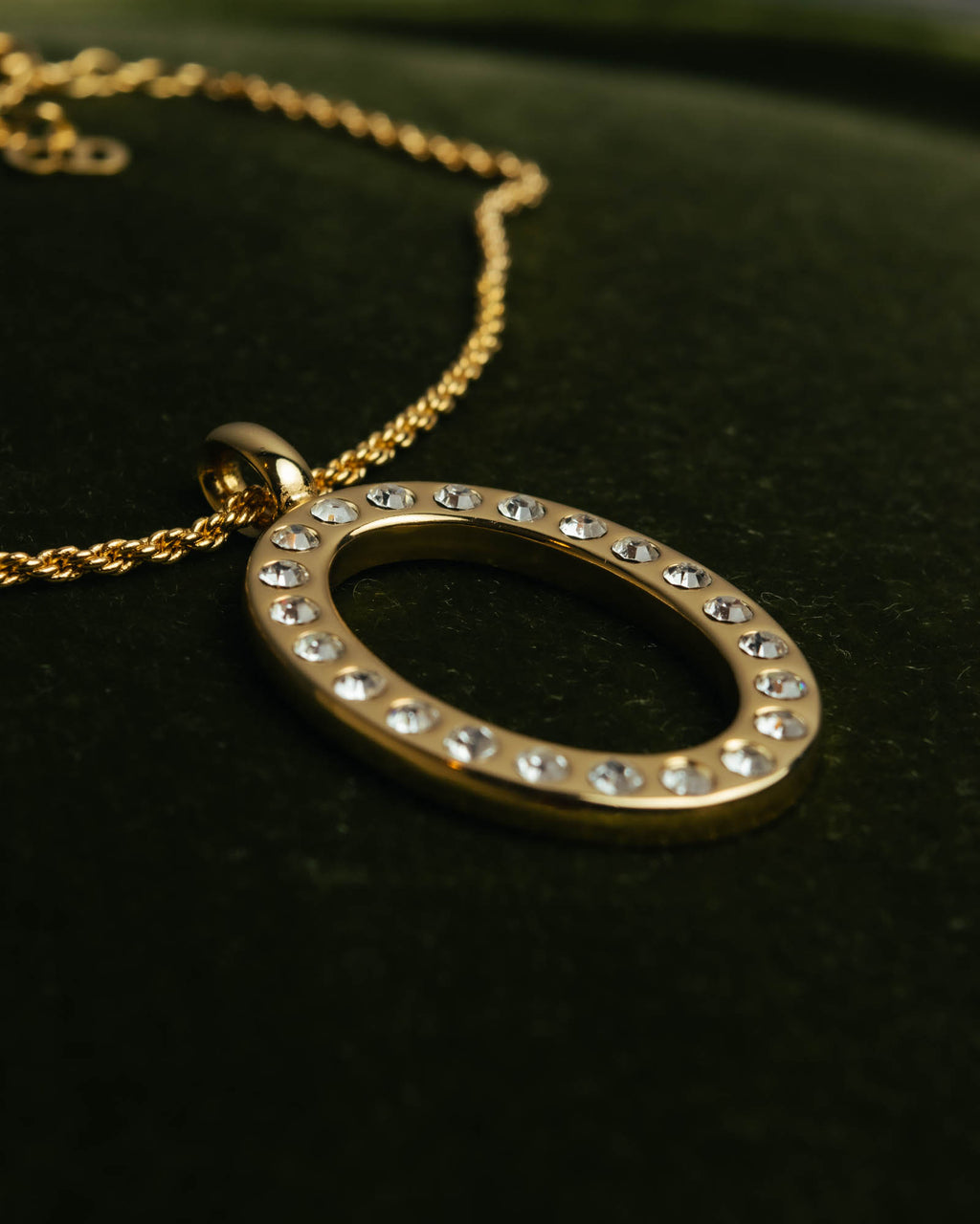 "Christian Dior" 80's-00's Rhinestone oval pendant necklace
