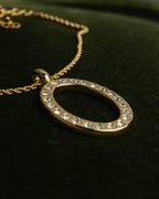 "Christian Dior" 80's-00's Rhinestone oval pendant necklace