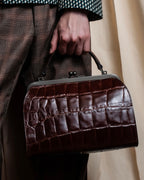 "JEAN PAUL GAULTIER" Logo engraved crocodile embossed 2way leather bag