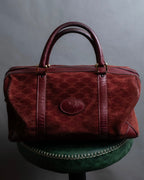 "CELINE" Triomphe motif Bordeaux color suede boston bag
