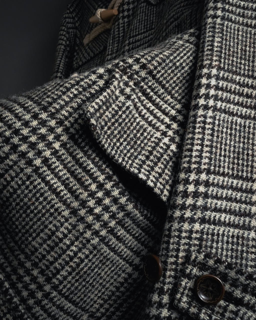 “Harris Tweed” Hooded plaid duffle coat