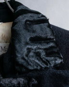 "Max Mara"
 Swakara fer collar oversized wrap style chester coat